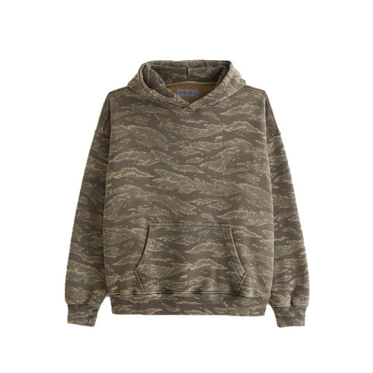 Unisex nan lockerer Kapuzensweat mit dezenter Blätterstruktur, doppelter Kapuze ohne Kordelzug und Kängurutasche R&B