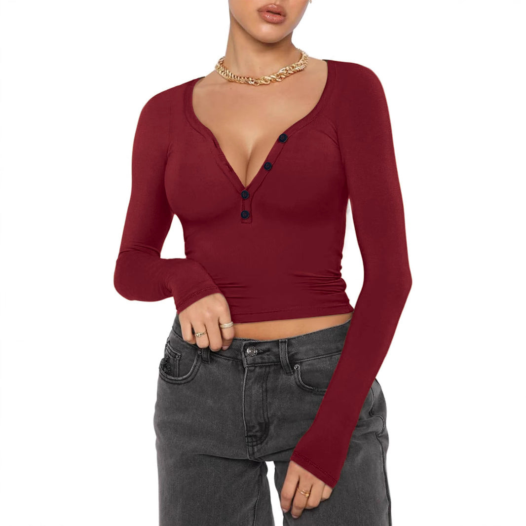 Damen Figurbetontes Langarmshirt aus elastischem Stoff R&B