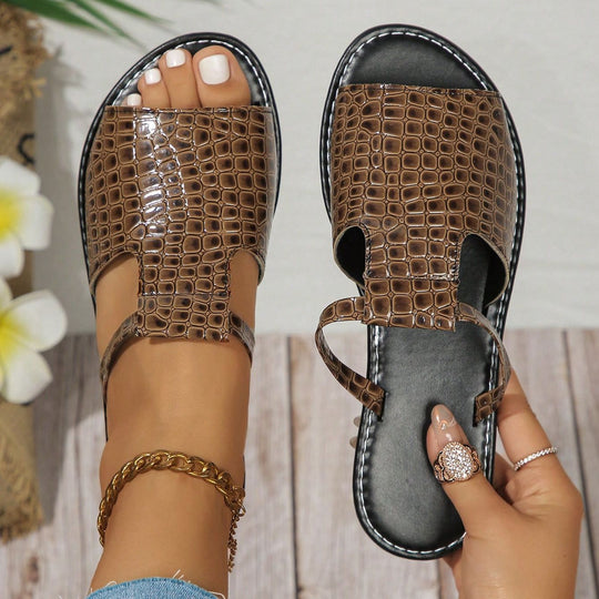 Damen Modische Sandalen mit Kroko-Prägung R&B