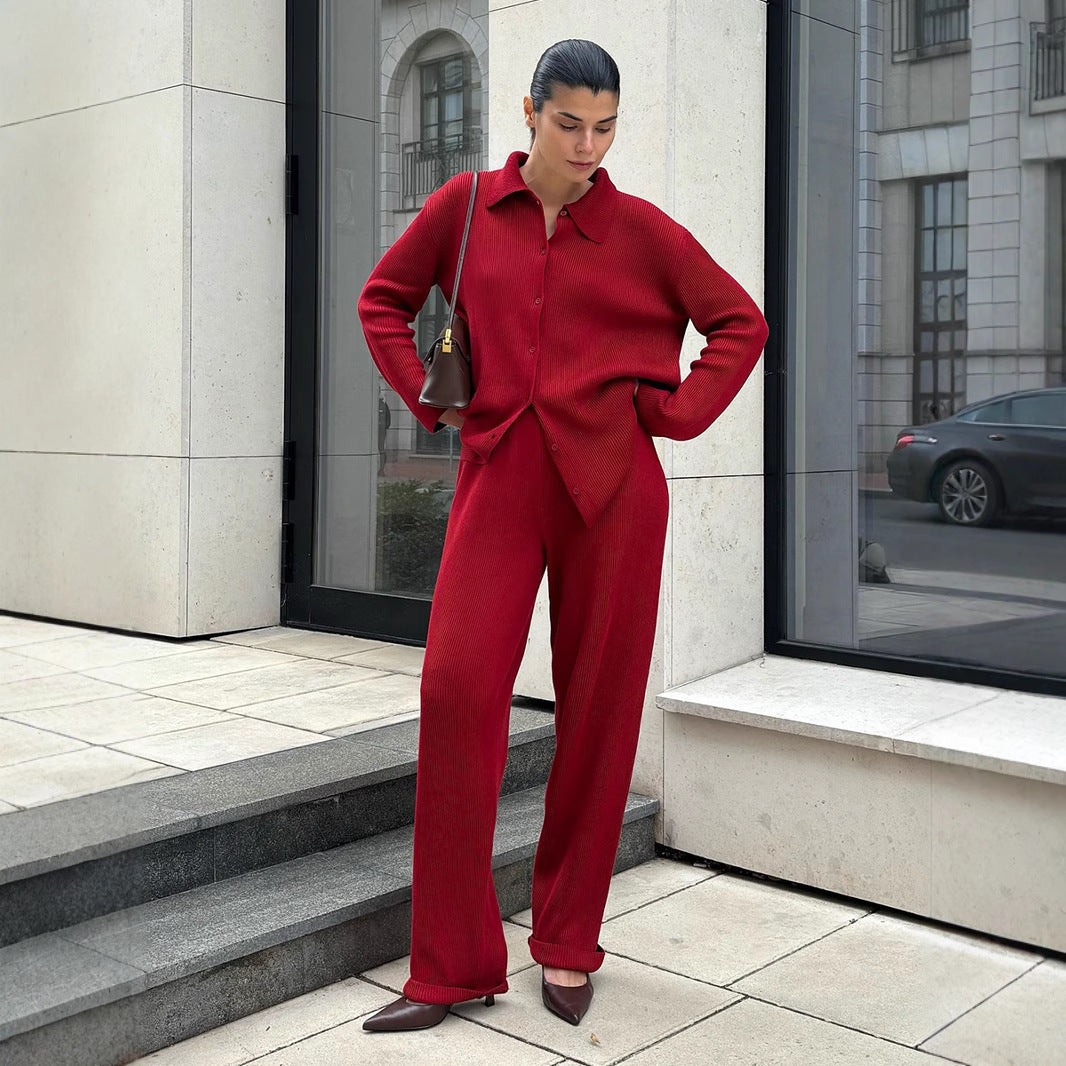 Damen Bequemes Strick-Ensemble aus weicher Baumwolle R&B