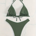 Damen Triangel-Bikini-Set mit gerafftem Design R&B