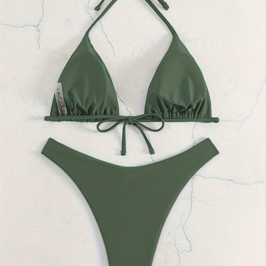 Damen Triangel-Bikini-Set mit gerafftem Design R&B