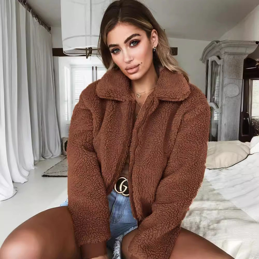 Damen Kuschelige Fleecejacke mit hohem Kragen und elastischen Bündchen R&B