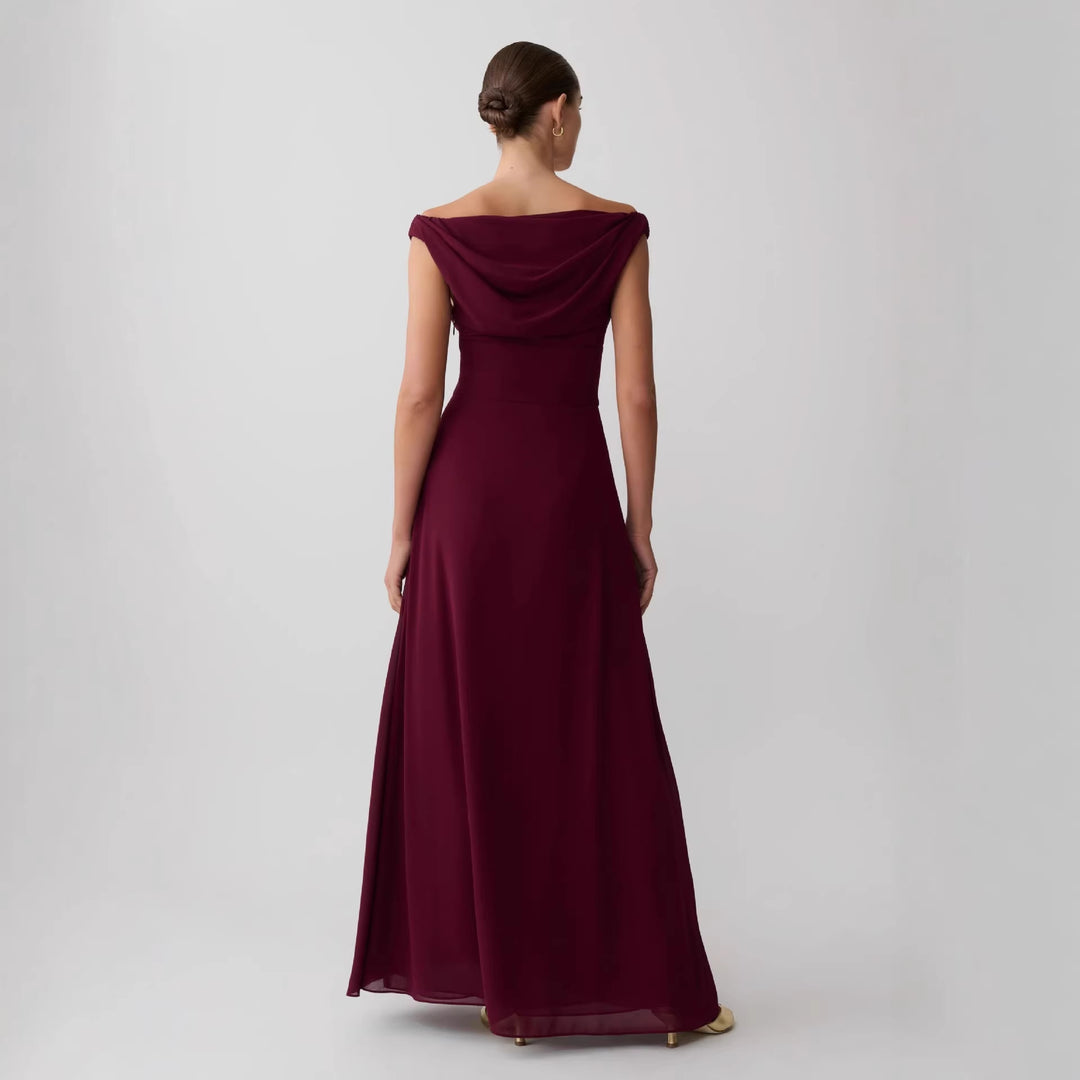 Damen Elegantes Off-Shoulder Maxikleid mit fließendem Schnitt R&B