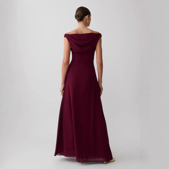 Damen Elegantes Off-Shoulder Maxikleid mit fließendem Schnitt R&B