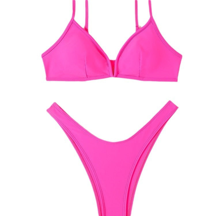 Damen Triangel-Bikini mit sexy tiefem Ausschnitt und hohem Beinausschnitt R&B