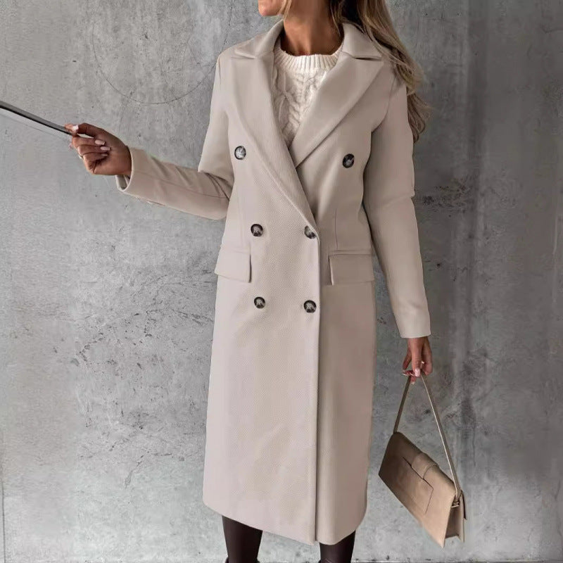 Damen Eleganter Doppelreihiger Mantel mit hochmodernem Schnitt R&B