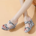 Damen Wedge-Sandalen mit schickem Schlangenleder-Design und gepolsterter Sohle R&B