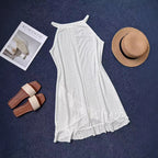 Damen Sommerliches Strandkleid mit Rüschensaum und atmungsaktivem Lochmuster R&B