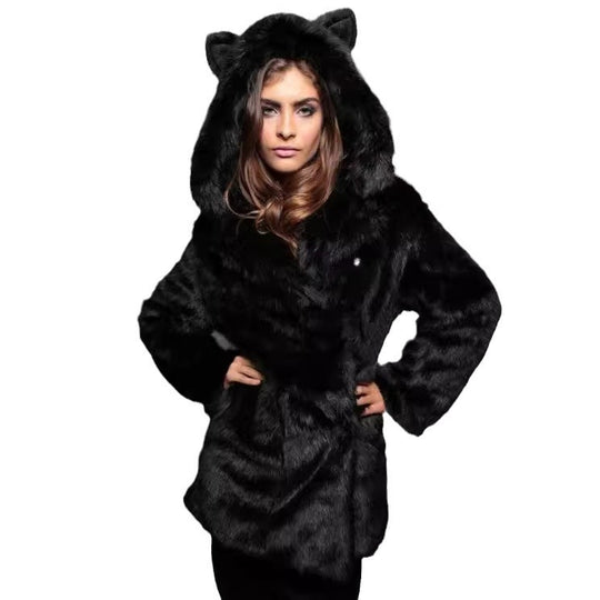 Damen Kuscheljacke mit Tiermotiv und Kapuze R&B