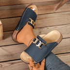 Damen elegante Clogs mit modischer Schnallenapplikation und anatomischem Fußbett R&B