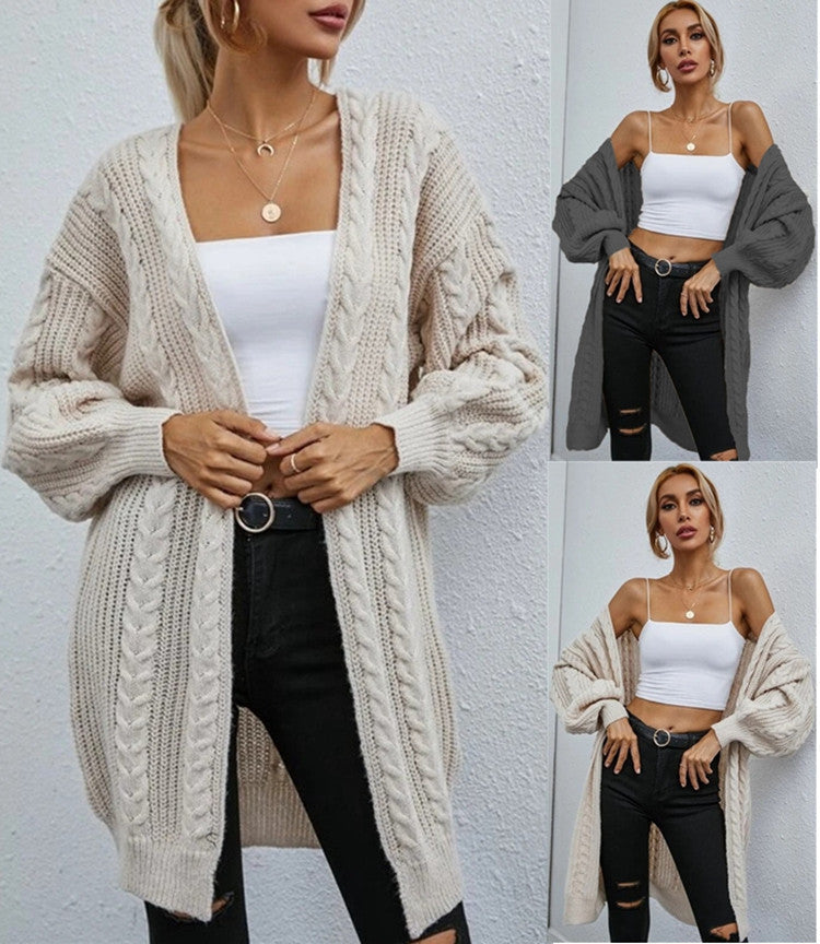 Damen Großer Strickcardigan mit tiefem V-Ausschnitt und lässigem Schnitt