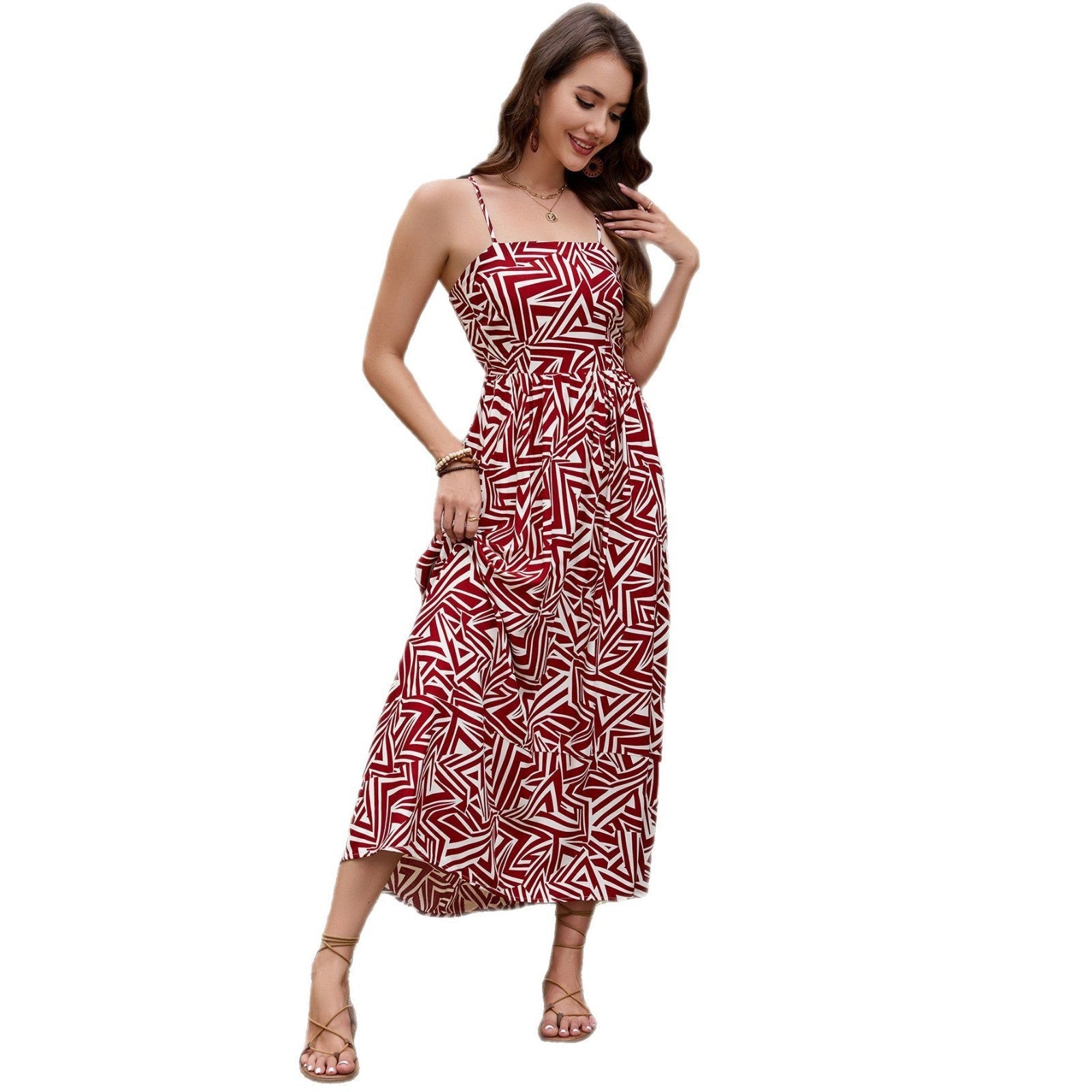 Damen Maxikleid mit geometrischem Muster R&B