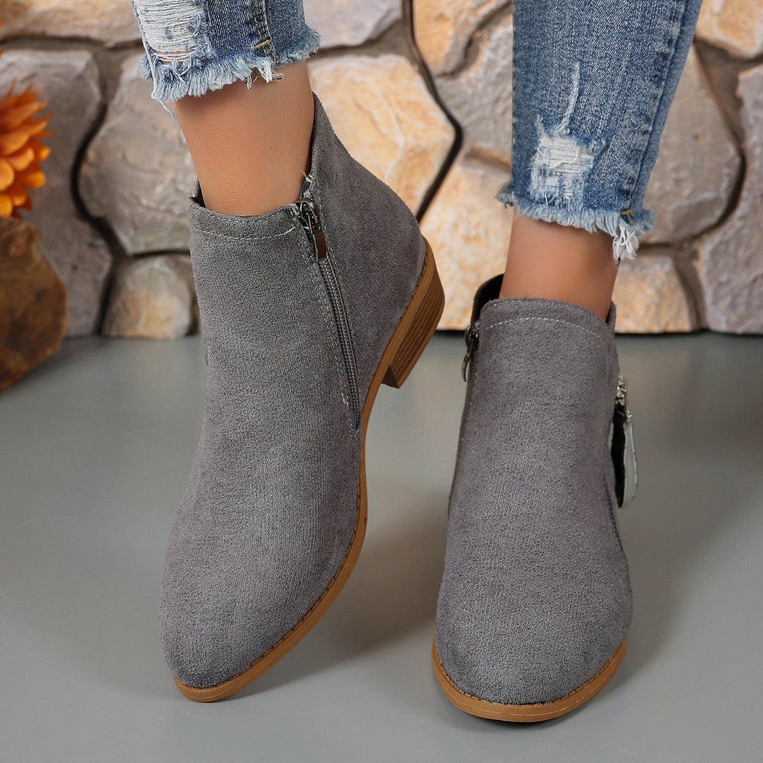 Damen elegante Stiefeletten mit modischer Reißverschluss-Applikation R&B