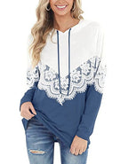 Damen Eleganter Hoodie mit Spitzenapplikationen R&B
