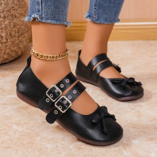 Damen Ballerinas mit modischen Schnallen und zarter Schleifen-Applikation R&B