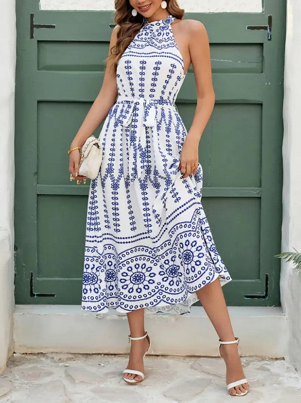 Damen Midikleid mit hübschem Kragen und floralem Druck R&B