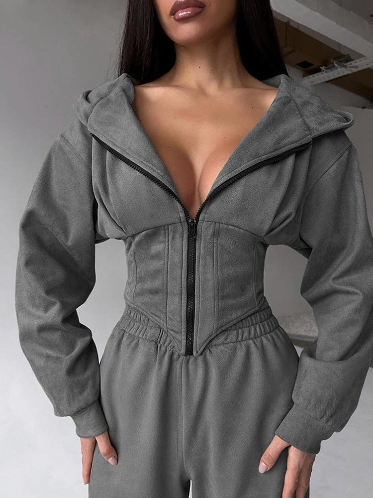 Damen Urbaner Kapuzen-Jumpsuit mit funktionellen Details R&B