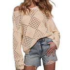 Damen offener Strickpullover mit luftiger Maschenstruktur