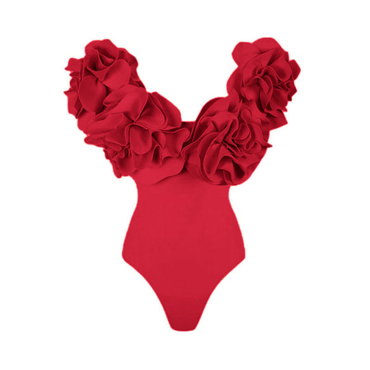 Damen Einteiler Schwimmanzug mit voluminösen Rüschen R&B