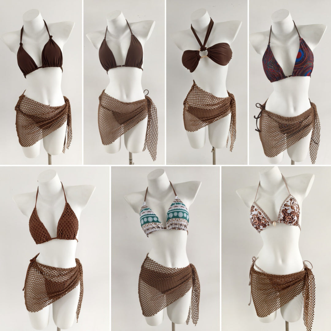 Damen Triangel-Bikini mit modischen Netzrock-Details R&B