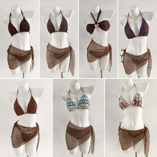 Damen Triangel-Bikini mit modischen Netzrock-Details R&B
