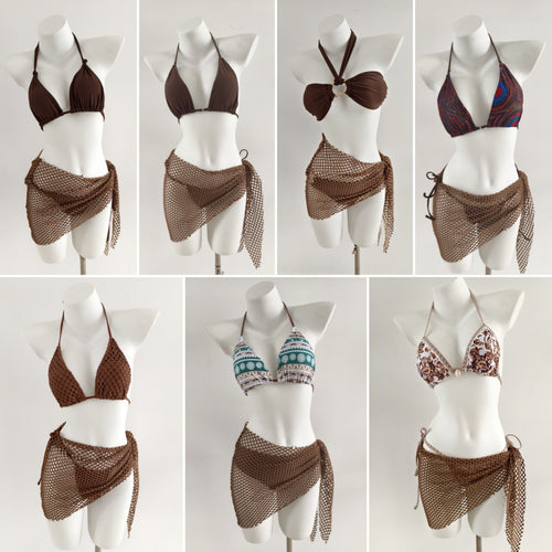 Damen Triangel-Bikini mit modischen Netzrock-Details R&B
