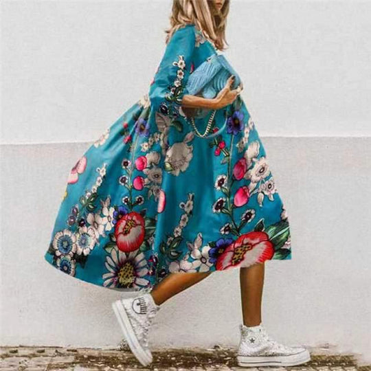 Damen Freizeitkleid mit farbenfrohem Blumendesign R&B