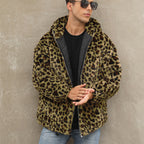 Herren kuschelige Fleecejacke im Leopardenmuster R&B