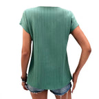 Damen Kurzarm T-Shirt mit Knopfdetails R&B