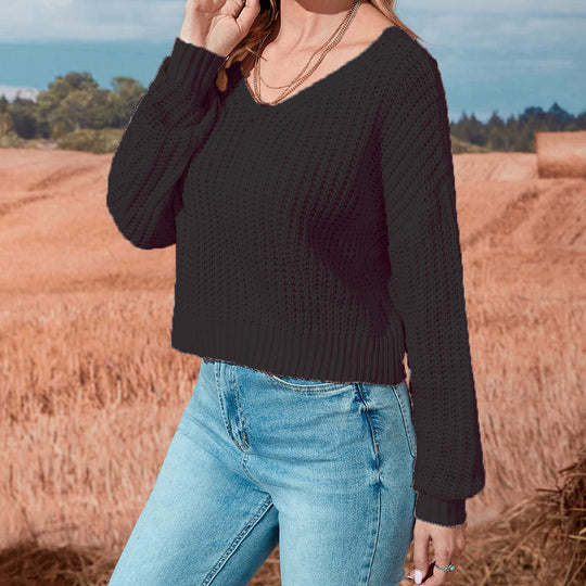 Damen lässiger offener Strickpullover R&B