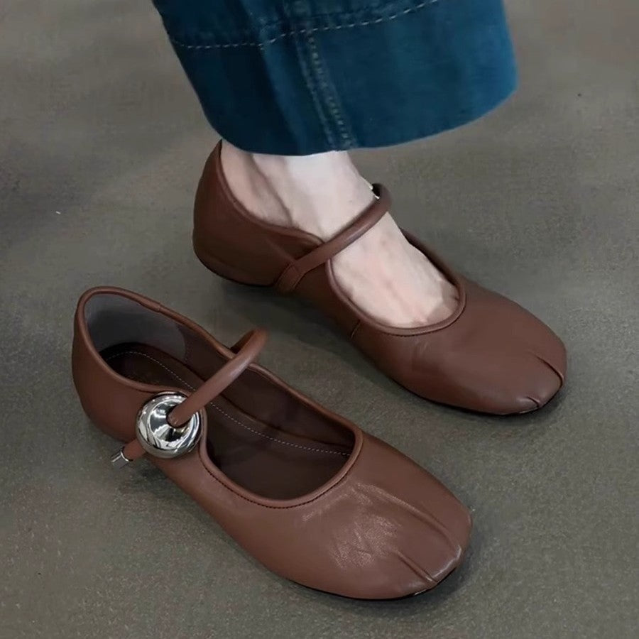Damen elegante Ballerinas mit modischem Riemchen und dekorativem Schmuckdetail R&B