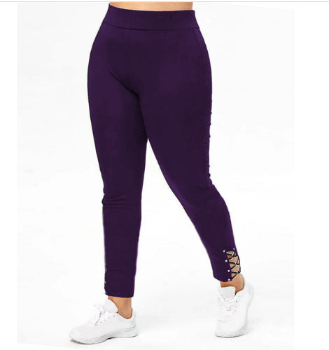 Damen Sportliche Leggings mit Schnürdetails R&B