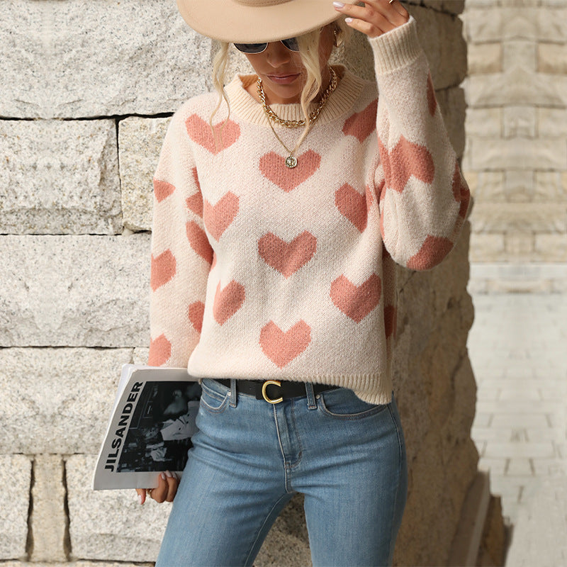 Damen Kuscheliger Strickpullover mit Herzmotiv R&B
