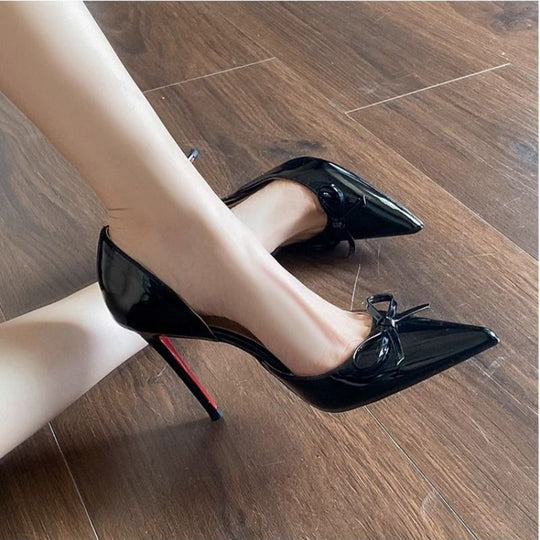 Damen elegante High Heel Pumps mit zierlicher Schleifenverzierung R&B