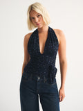 Damen Wickeloberteil mit schickem Punkte-Design und tiefem Ausschnitt R&B