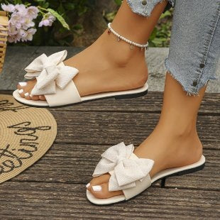 Damen Riemensandalen mit großem Schleifendetail R&B