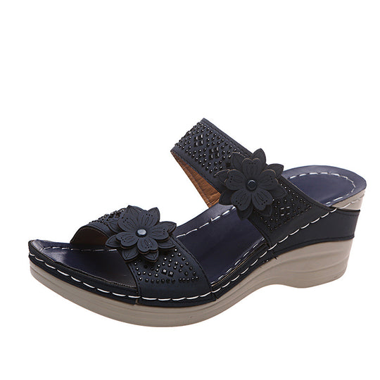 Damen Komfortable und modische Riemensandalen mit floralem Design R&B