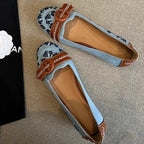 Damen Ballerinas mit modischem Blumenmuster und elegantem Schnallenakzent R&B