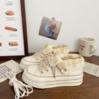 Damen Plateau-Sneaker mit modischen Karomotiven und strapazierfähigem Obermaterial