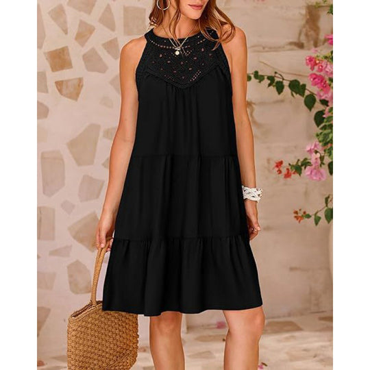 Damen Sommerkleid mit romantischen Häkel-Applikationen R&B