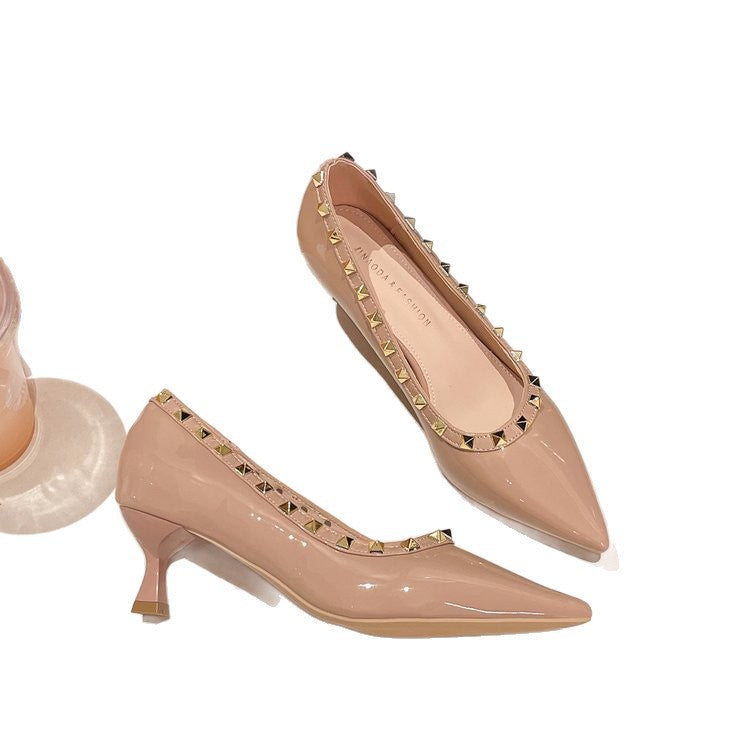 Damen elegante spitze Pumps mit funkelnden Pyramidendetails R&B