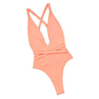 Damen Einteiliger Badeanzug mit tiefem V-Ausschnitt und stilvollem Wickel-Design R&B