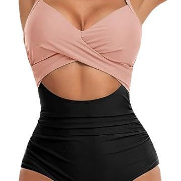 Damen Cut-Out Badeanzug mit Kreuzgurt R&B