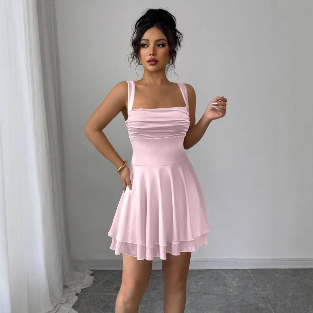 Damen Verspieltes Sommerkleid mit gerafftem Oberteil und schwingendem Rock R&B