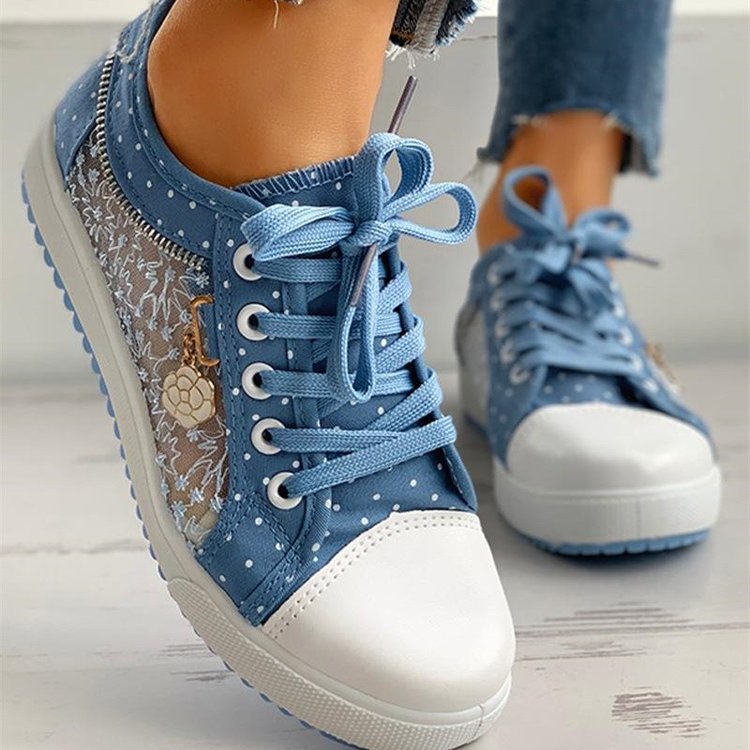 Damen Sneakers mit transparentem Obermaterial und floralen Details R&B