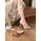 Damen elegante Slingback Sandalen mit Riemen und Schleifenverzierung R&B