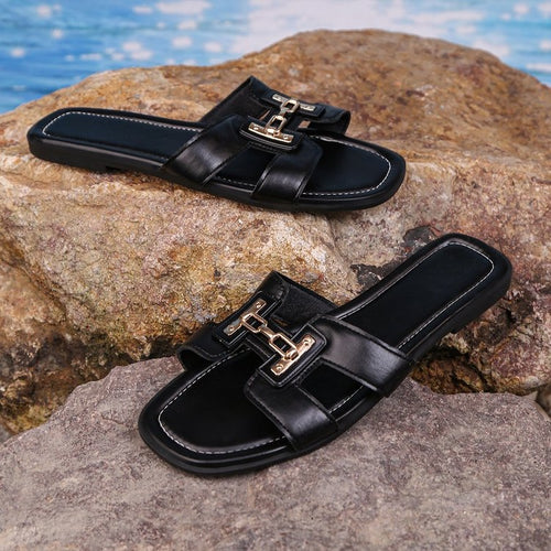 Damen modische Riemchen-Sandalen mit eleganten Schnallen R&B