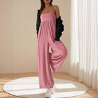 Damen lässiger Jumpsuit mit breitem Bein und verstellbaren Trägern R&B