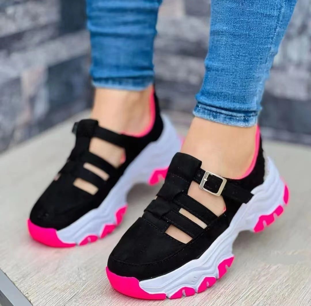 Damen Chunky Sneakers mit verstellbarem Riemen und atmungsaktiver Sohle R&B